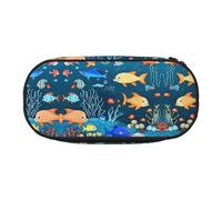 WZYCWB Blue Underwater World of Fish - Estuche para lápices de gran capacidad, caja de almacenamiento multifuncional, portátil y duradero, para suministros de oficina y escuela, Black, Talla única
