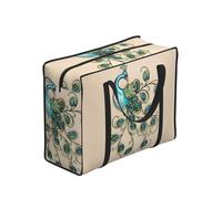 WZYCWB Bolsa de almacenamiento con estampado de pavo real para adultos, capacidad de 48,7 L, poliéster, cierre de cremallera, 53 x 40 x 23 cm, plegable con asas reforzadas