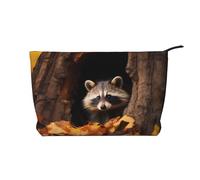 WZYCWB Bolsa de almacenamiento de artículos de aseo con diseño de mapache entre frutas, esencial para organizar cosméticos y productos para el cuidado de la piel., Mapache en un agujero de árbol