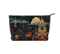 WZYCWB Bolsa de almacenamiento de artículos de tocador con estampado de ciervos de color sólido, esencial para organizar cosméticos y productos para el cuidado de la piel., Ciudades pequeñas, Talla