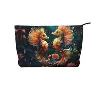 WZYCWB Bolsa de almacenamiento para artículos de aseo con estampado de ballenas asesinas, esencial para organizar cosméticos y productos para el cuidado de la piel., Hermosa pareja de caballitos de