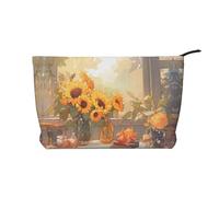 WZYCWB Bolsa de almacenamiento para artículos de tocador con diseño de girasoles debajo del alféizar de la ventana, esencial para organizar cosméticos y productos para el cuidado de la piel