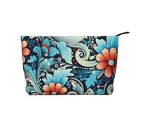 WZYCWB Bolsa de almacenamiento redonda con diseño de pétalos abstractos, esencial para organizar cosméticos y productos para el cuidado de la piel., Patrones decorativos retro, Talla única