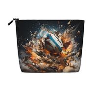 WZYCWB Bolsa de cosméticos con diseño de rugby on Fire, bolsa de cosméticos de viaje, bolsa de almacenamiento multifuncional, almacenamiento para las necesidades diarias