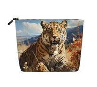 WZYCWB Bolsa de cosméticos con estampado de leopardo en busca de presas, bolsa de cosméticos de viaje, bolsa de almacenamiento multifuncional, almacenamiento para las necesidades diarias