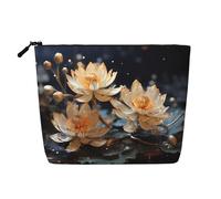 WZYCWB Bolsa de cosméticos con estampado de loto blanco bohemio, bolsa de cosméticos de viaje, bolsa de almacenamiento multifuncional, almacenamiento para las necesidades diarias