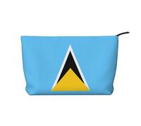 WZYCWB Bolsa de cosméticos de pana con la bandera de Santa Lucía, bolso de mano portátil con cremallera para mujer, adecuado para viajes y almacenamiento diario, cosméticos