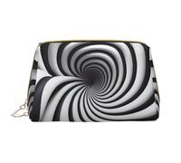 WZYCWB Bolsa de cosméticos de piel con diseño de ilusión óptica en espiral, con bolsillos, bolsa de cosméticos de viaje portátil, bolsa de almacenamiento de cosméticos de gran capacidad,
