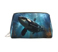 WZYCWB Bolsa de cosméticos de piel con estampado de ballenas asesinas, perfecta para llevar de mano u organización en el hogar, Ballenas asesinas enormes, Talla única