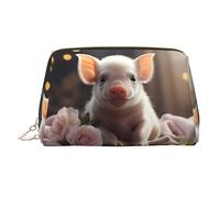 WZYCWB Bolsa de cosméticos de piel con estampado de ballenas asesinas, perfecta para llevar de mano u organización en el hogar, Bonito cerdo joven, Talla única