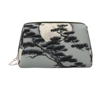 WZYCWB Bolsa de cosméticos de piel con estampado de floristería, perfecta para llevar o para organizar el hogar, Árbol de pino bajo la luna, Talla única