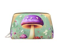 WZYCWB Bolsa de cosméticos de piel con estampado de perro sobre hierba, perfecta para llevar de mano u organización en el hogar, Purple Dream Mushroom, Talla única