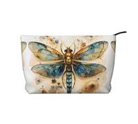WZYCWB Bolsa de cosméticos de viaje con estampado de ballenas asesinas, perfecta para viajes de negocios y vacaciones., Libélula delicada dorada sobre fondo amarillo, Talla única