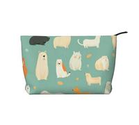 WZYCWB Bolsa de cosméticos de viaje con estampado de perros guapos, perfecta para viajes de negocios y vacaciones., Imágenes de mascotas con fondo verde, Talla única