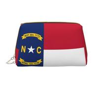 WZYCWB Bolsa de cosméticos de viaje de cuero, bolsa de cosméticos portátil con bandera de Dakota del Norte, bolsa de almacenamiento de cosméticos de gran capacidad con bolsillos, color blanco, talla