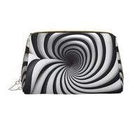 WZYCWB Bolsa de cosméticos de viaje de cuero, bolsa de cosméticos portátil con ilusión óptica en espiral, bolsa de almacenamiento de cosméticos de gran capacidad con bolsillos,