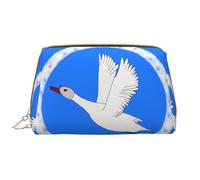 WZYCWB Bolsa de cosméticos de viaje de cuero, bolsa de cosméticos portátil de ganso blanco volador, bolsa de almacenamiento de cosméticos de gran capacidad con bolsillos, color blanco, talla única