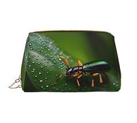 WZYCWB Bolsa de cosméticos de viaje de cuero, bolsa de cosméticos portátil de insectos arco iris, bolsa de almacenamiento de cosméticos de gran capacidad con bolsillos,