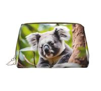 WZYCWB Bolsa de cosméticos de viaje de cuero, bolsa de cosméticos portátil Happy Cute koala, bolsa de almacenamiento de cosméticos de gran capacidad con bolsillos,