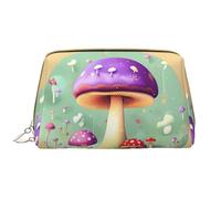 WZYCWB Bolsa de cosméticos de viaje de cuero, bolsa de cosméticos portátil Purple Dream Mushroom bolsa de almacenamiento de cosméticos de gran capacidad con bolsillos, color blanco, talla única