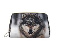 WZYCWB Bolsa de cosméticos de viaje de piel, bolsa de cosméticos portátil de lobos, bolsa de almacenamiento de cosméticos de gran capacidad con bolsillos, color blanco, talla única