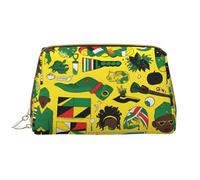 WZYCWB Bolsa de cosméticos de viaje de piel, bolsa de cosméticos portátil Jamaican Elements, bolsa de almacenamiento de cosméticos de gran capacidad con bolsillos, color blanco, talla única