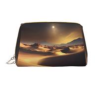 WZYCWB Bolsa de cosméticos de viaje de piel, bolsa de cosméticos portátil Sahara Desert, bolsa de almacenamiento de cosméticos de gran capacidad con bolsillos,