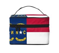 WZYCWB Bolsa de cosméticos grande con la bandera de Dakota del Norte para mujer, bolsa de cosméticos portátil de gran capacidad, bolsa de cosméticos de viaje para niñas, color negro, talla única