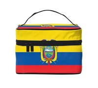 WZYCWB Bolsa de cosméticos grande con la bandera de Ecuador para mujer, bolsa de cosméticos portátil de gran capacidad, bolsa de cosméticos de viaje para niñas, color negro, talla única, color negro
