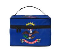 WZYCWB Bolsa de cosméticos grande con la bandera del estado de Dakota del Norte para mujer, bolsa de cosméticos portátil de gran capacidad, bolsa de cosméticos de viaje para niñas, color negro, talla