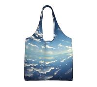 WZYCWB Bolsa de lona con un solo hombro estampado de cielo azul y nubes blancas, bolsa de lona diaria de moda, adecuada para viajes diarios y compras, color negro, talla única