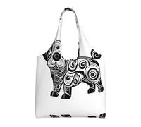WZYCWB Bolsa de lona con un solo hombro estampado de perro extraño, bolsa de compras de comestibles, bolsa de lona de uso diario