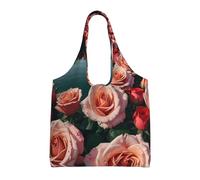 WZYCWB Bolsa de lona de un solo hombro con estampado de mar de rosas, bolsa de lona diaria de moda, adecuada para viajes diarios y compras