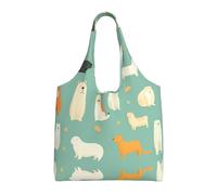 WZYCWB Bolsa de lona de un solo hombro impresa con imágenes de mascotas de fondo verde, bolsa de lona diaria de moda, adecuada para viajes diarios y compras, color negro, talla única