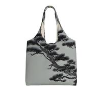 WZYCWB Bolsa de lona estampada de pino bajo la luna de un solo hombro, bolsa de lona diaria de moda, adecuada para viajes diarios y compras, color negro, talla única