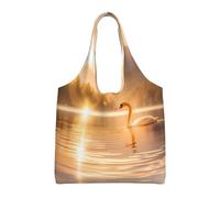 WZYCWB Bolsa de lona estampada de un solo hombro con cisne en el lago, bolsa de lona diaria de moda, adecuada para viajes diarios y compras, color negro, talla única