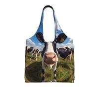 WZYCWB Bolsa de lona robusta con estampado de vacas de un solo hombro, bolsa de compras de comestibles, bolsa de lona de uso diario