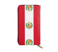 WZYCWB Bolsa de mano de 7.5 x 4.1 pulgadas de largo, cartera de cuero con bandera de Perú, compartimento con cremallera de gran capacidad, un buen regalo para amigos, Negro -, Talla única