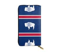 WZYCWB Bolsa de mano de 7.5 x 4.1 pulgadas de largo, cartera de cuero con la bandera del estado de Wyoming, compartimento con cremallera de gran capacidad, un buen regalo para amigos, Negro -, Talla