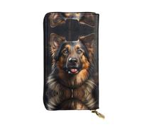 WZYCWB Bolsa de mano de 7.5 x 4.1 pulgadas de largo, cartera de cuero de pastor alemán, compartimento con cremallera de gran capacidad, un buen regalo para amigos, Negro -, Talla única