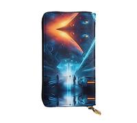 WZYCWB Bolsa de mano de 7.5 x 4.1 pulgadas de largo, cartera de cuero Science Fiction Future, compartimento con cremallera de gran capacidad, un buen regalo para amigos, Negro -, Talla única