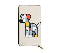 WZYCWB Bolsa de mano de 7.5 x 4.1 pulgadas de largo, cartera de piel de animal pequeño abstraccionismo Mondrian, compartimento con cremallera de gran capacidad, un buen regalo para amigos, Negro