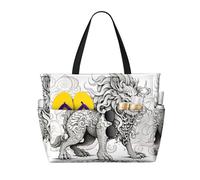 WZYCWB Bolsa de playa con diseño de animales mitológicos, bolsa de viaje grande para gimnasio, piscina, bolsa de almacenamiento con cremallera