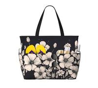 WZYCWB Bolsa de playa con flores rosas claras, bolsa de viaje grande para gimnasio, piscina, bolsa de almacenamiento con cremallera