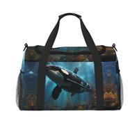WZYCWB Bolsa de viaje con estampado de ballenas asesinas, perfecta para entrenamiento de yoga, viajes cortos y equipo de natación., Ballenas asesinas enormes, Talla única