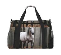 WZYCWB Bolsa de viaje con estampado de perros guapos. Perfecta para entrenamiento de yoga, viajes cortos y equipo de natación., Caballo gris y blanco, Talla única