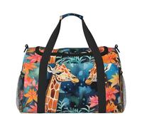 WZYCWB Bolsa de viaje de fitness con estampado de clima sombrío, perfecta para entrenamiento de yoga, viajes cortos y equipo de natación., Jirafa Pareja, Talla única
