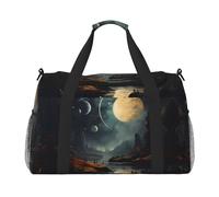 WZYCWB Bolsa de viaje de mano con diseño de cachorros de panda en el bosque, bolsa de fin de semana, bolsa de yoga adecuada para fitness y otros escenarios, Luna Estrellas y Planetas, Talla única