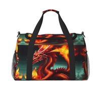 WZYCWB Bolsa de viaje de mano de gato y mariposa, bolsa de fin de semana, bolsa de yoga adecuada para fitness y otros escenarios, Dragon King in Fire, Talla única