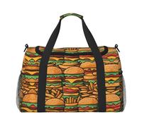 WZYCWB Bolsa de viaje de mano de Papá Noel de invierno, bolsa de fin de semana, bolsa de yoga adecuada para fitness y otros escenarios, Muchas hamburguesas lindas, Talla única